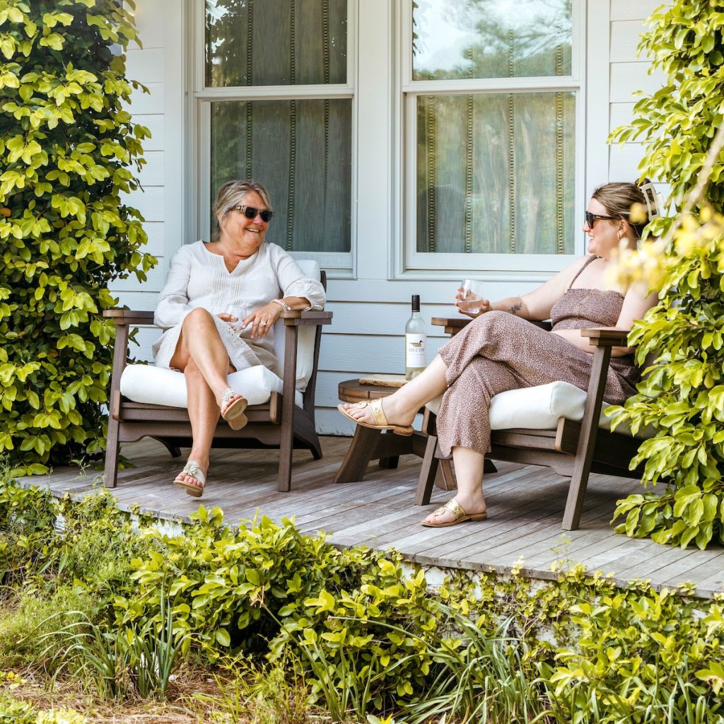 Sweetgrass outdoor furniture for a fall porch.